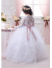Long Sleeves White Lace Tulle Classic Flower Girl Dress 